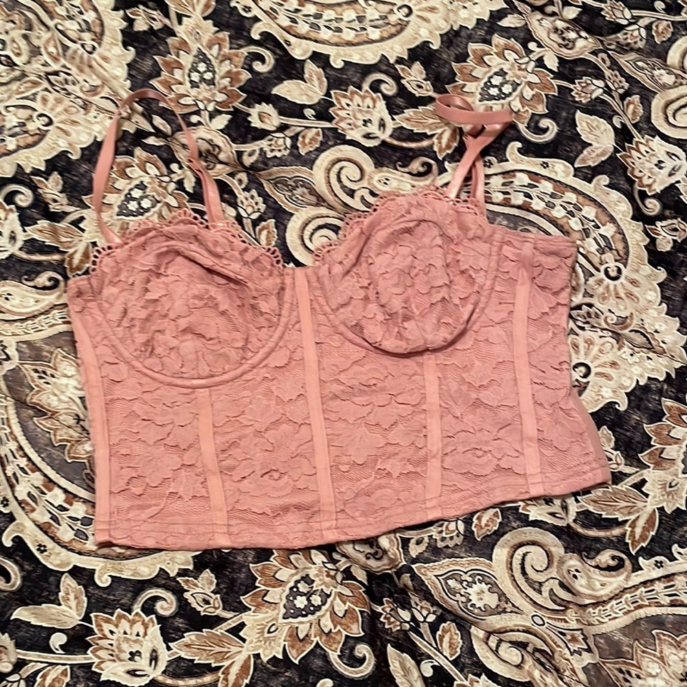 Pink lace bodice/bralette/tank